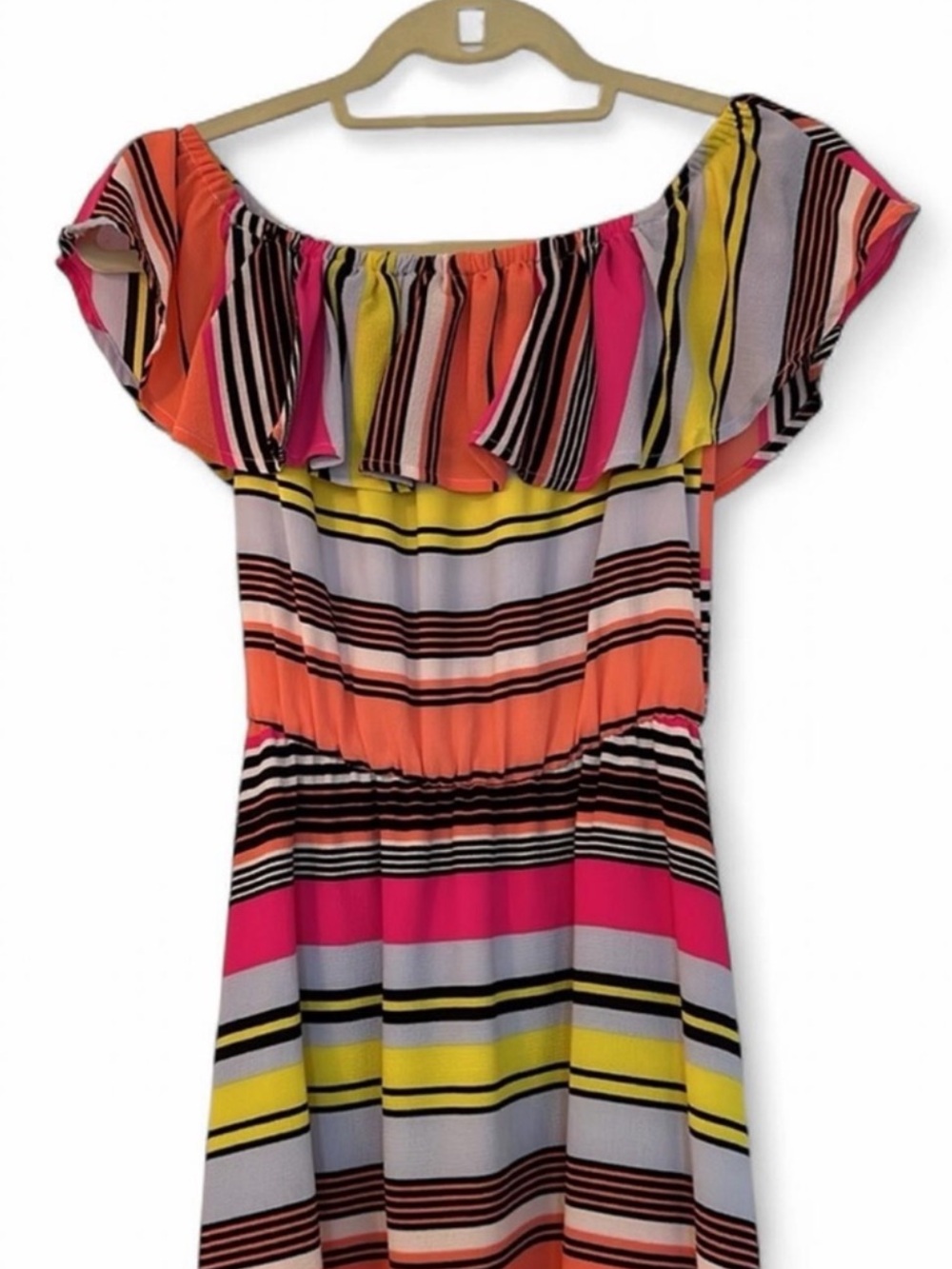 Charles Henry Off Shoulder Stripe Maxi Dress XS - Picture 5 of 12